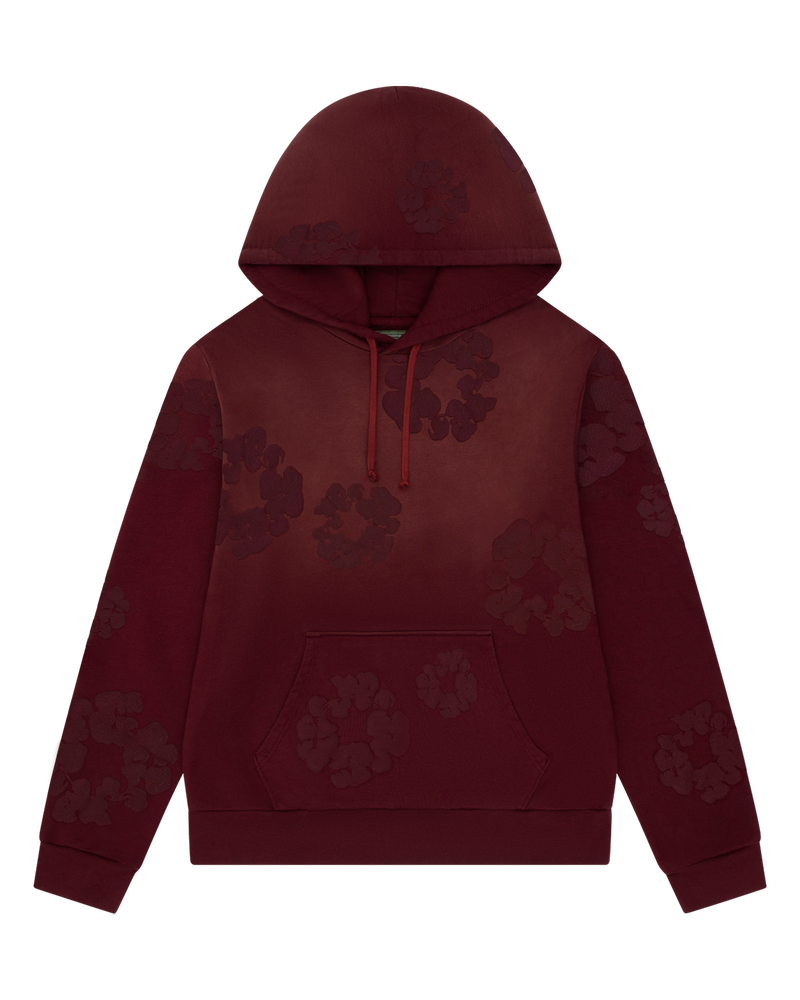 Faded Mono Cotton Wreath Hoodie Beet Root