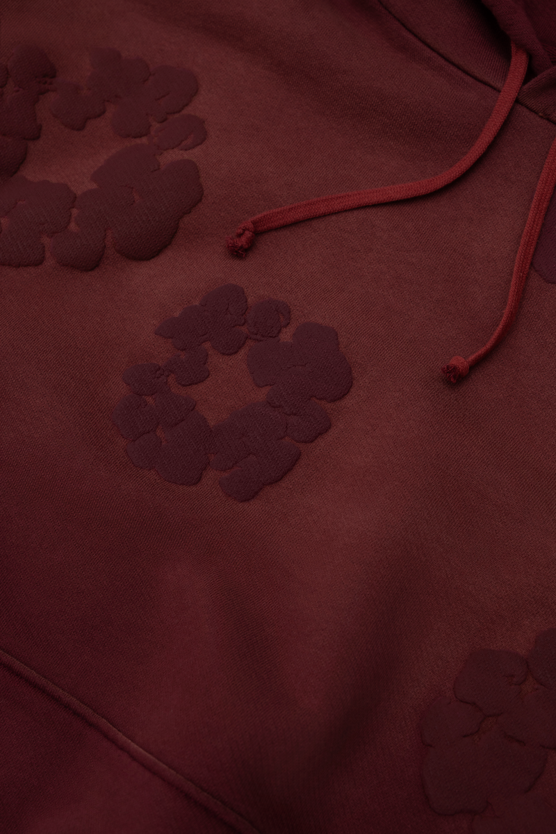 Faded Mono Cotton Wreath Hoodie Beet Root